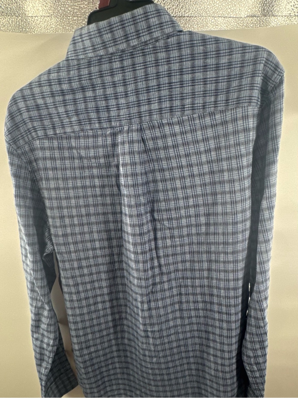 Blue Checked Men's Button-Up Shirt - Picture 3 of 4